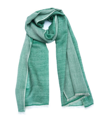 Two Tone Cashmere Blend Stole - Green / Natural