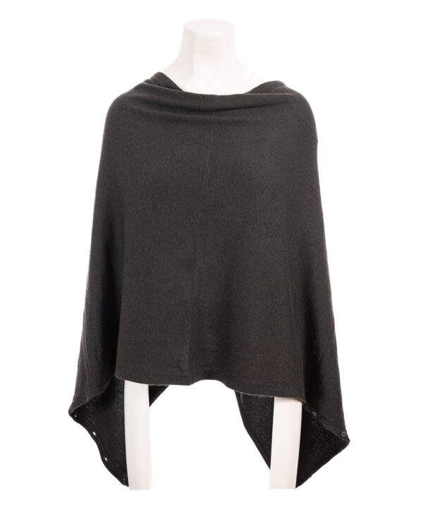 Cashmere Buttoned Poncho Wrap - Fir Green