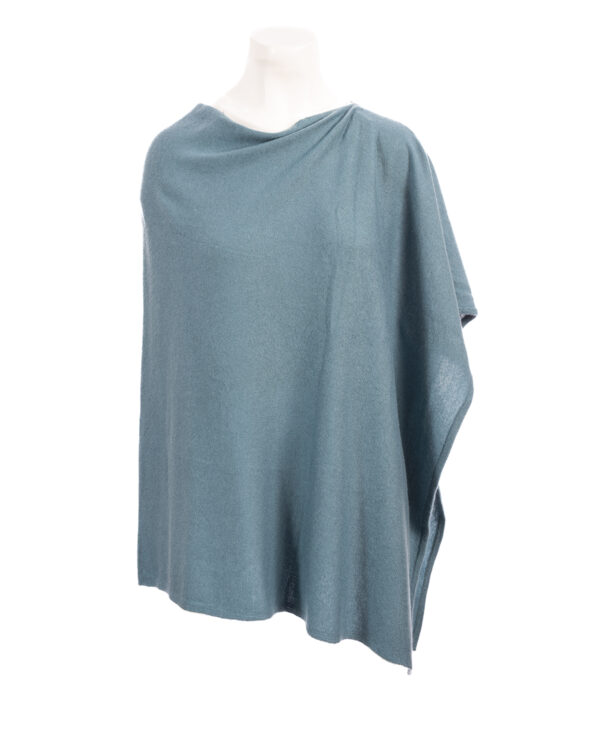 Cashmere Poncho Teal Blue