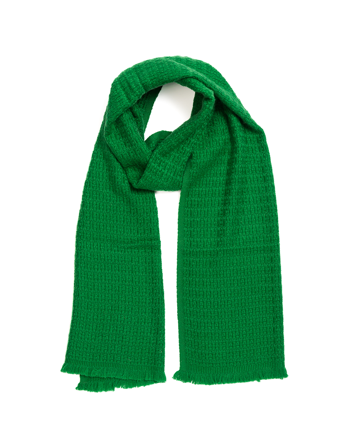 Cashmere Blend Textured Weave Scarf - Emerald