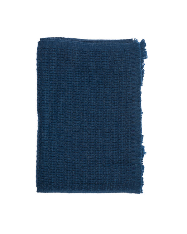Cashmere Blend Textured Weave Scarf - Teal Blue