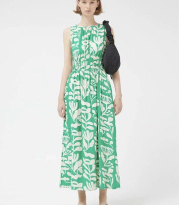 Compania Fantastica Long green floral sleeveless dress