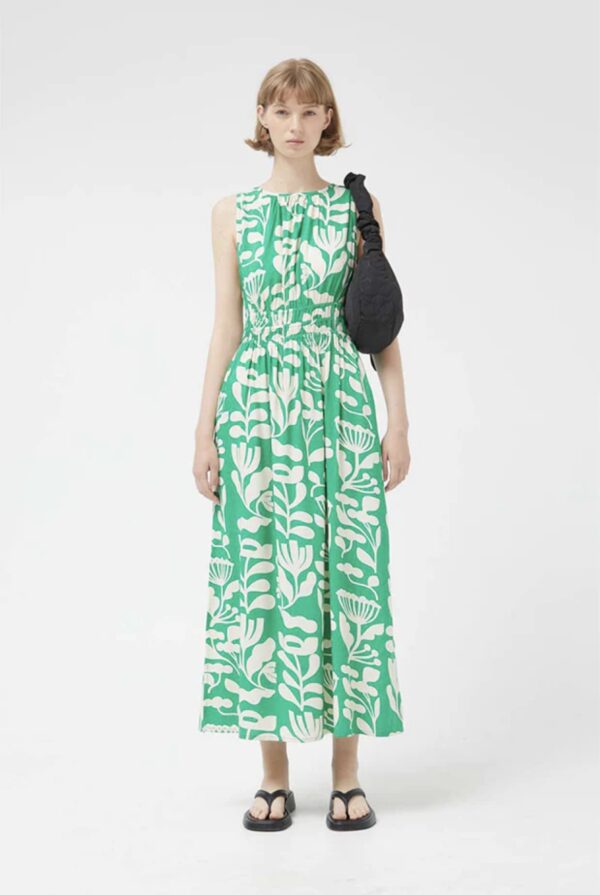 Compania Fantastica Long green floral sleeveless dress