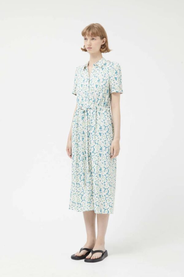 Compania Fantastica Mint floral midi shirt dress