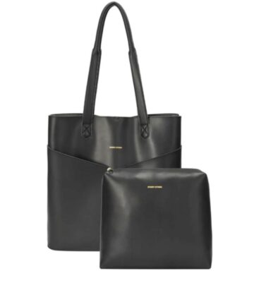 Every Other Twin Strap Twin Pocketed Tote Black
