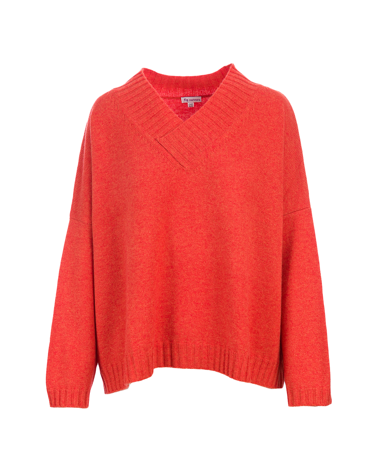 Cashmere Lambswool Callum V Neck Jumper - Flame
