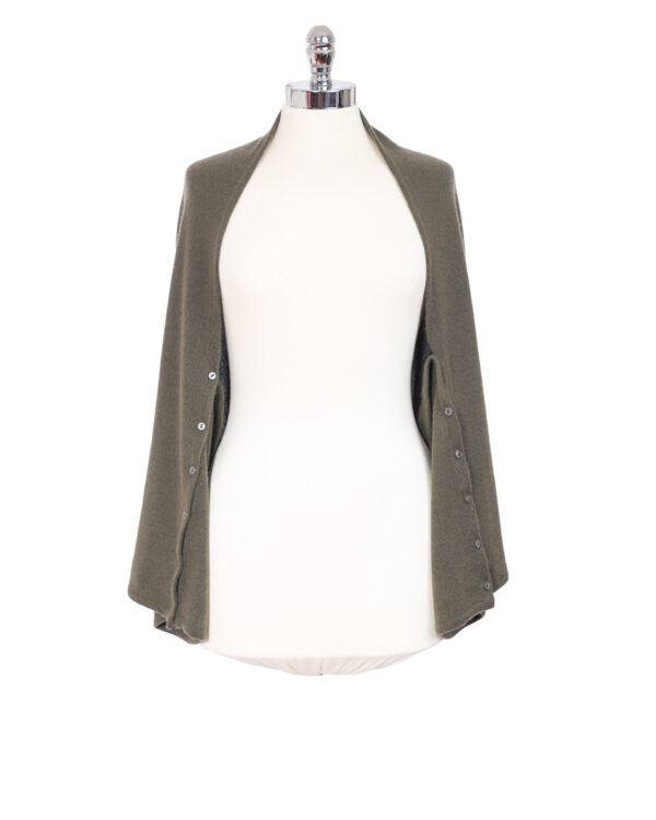 Cashmere Buttoned Poncho Wrap - Sky - Image 6