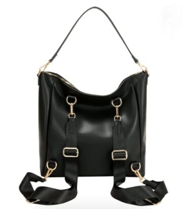 Every Other Two in One Backpack Shoulder Bag In Black