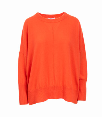 Cashmere Mix Crew Neck Jumper - Flame