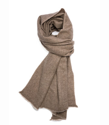 Cashmere Herringbone Large Scarf - Cappuccino