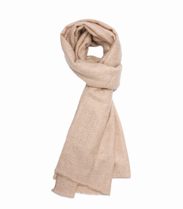 Cashmere Herringbone Large Scarf - Cream