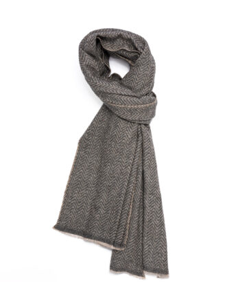 Cashmere Herringbone Large Scarf - Graphite