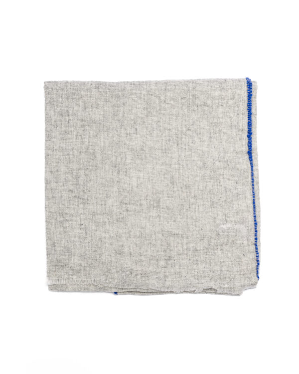 Cashmere Blend Contrast Edge Large Scarf Silver/ Bright Blue