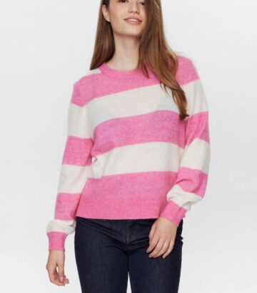 NURIETTE BIG STRIPE PULLOVER - Pink Cosmos