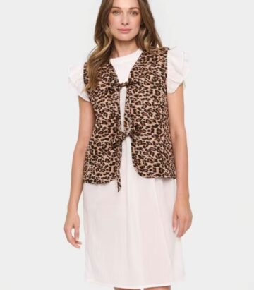 Saint Tropez Evitta Quilted Vest - Leopard Print