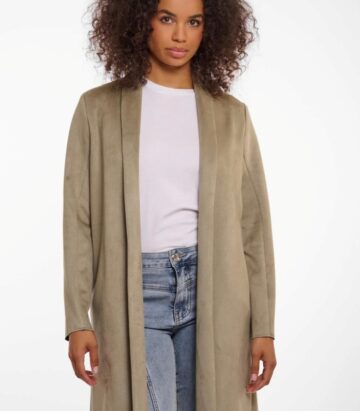 Rino & Pelle Mirola Faux Suede Coat Dusty Khaki