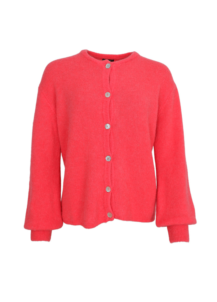 Black Colour Alpaca Blend BELLA knit cardigan Red