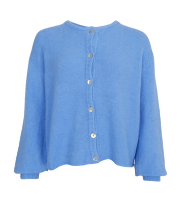 Black Colour Alpaca Blend BELLA knit cardigan Sky Blue