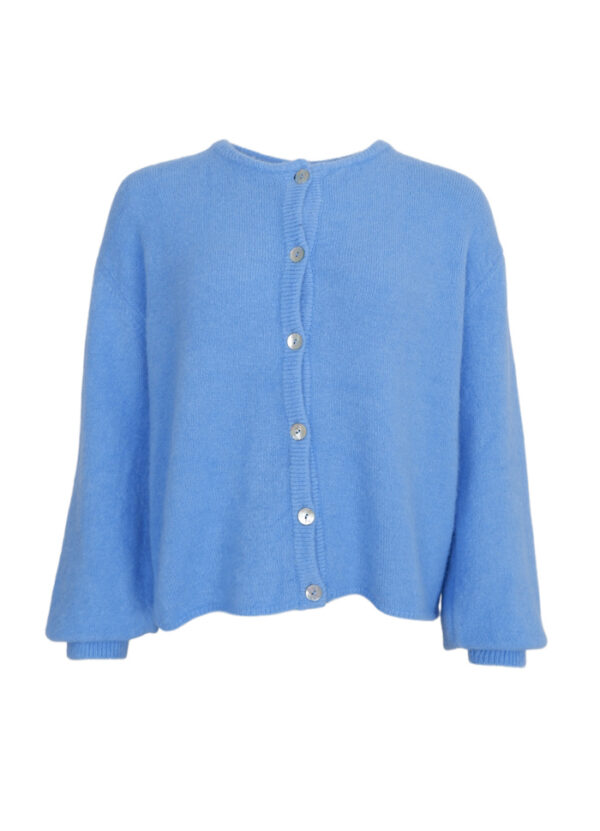 Black Colour Alpaca Blend BELLA knit cardigan Sky Blue
