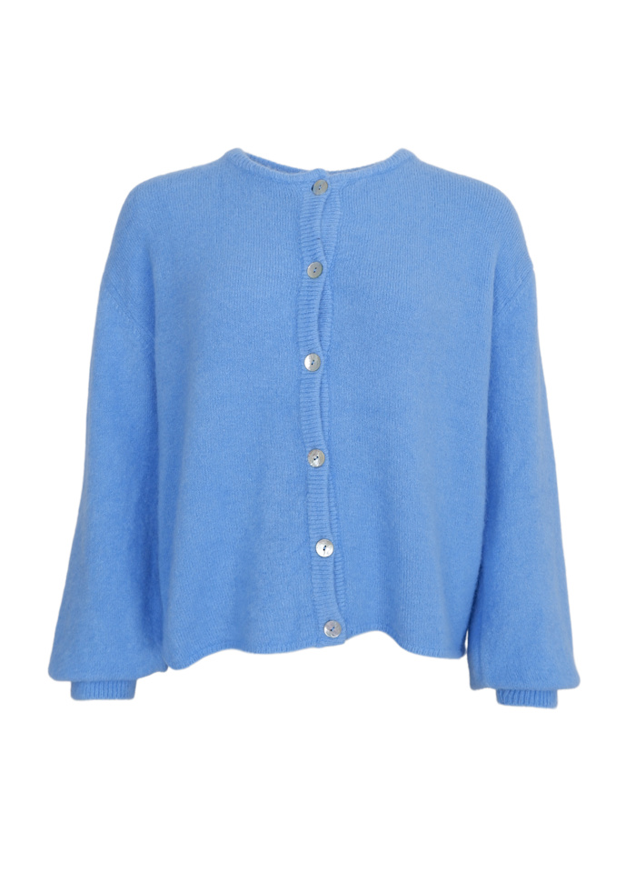 Black Colour Alpaca Blend BELLA knit cardigan Sky Blue
