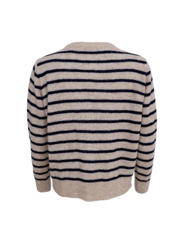 Black Colour Alpaca Blend DELL striped knit cardigan Navy