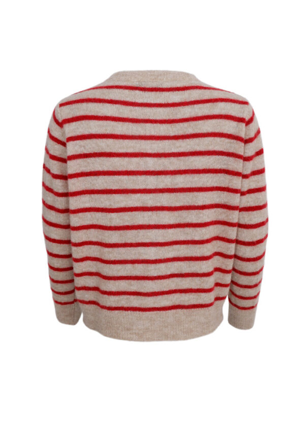 Black Colour Alpaca Blend DELL striped knit cardigan Red