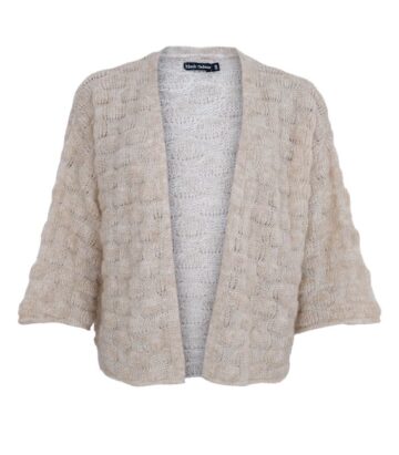Black Colour Mohair HARRIS knit cardigan Natural