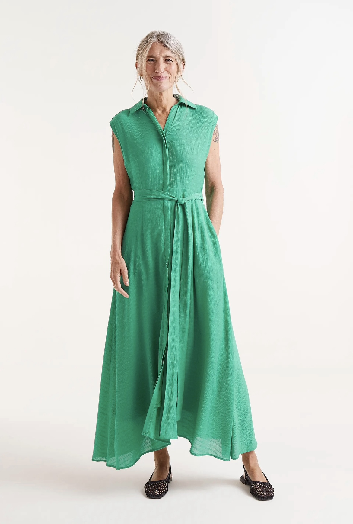 Compania Fantastica Long flowing green dress 51C/11053