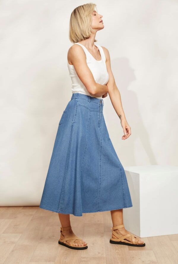 Eb&Ive Playa Midi Skirt - Denim