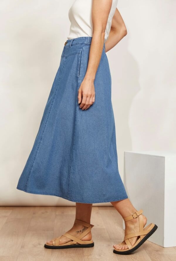 Eb&Ive Playa Midi Skirt - Denim