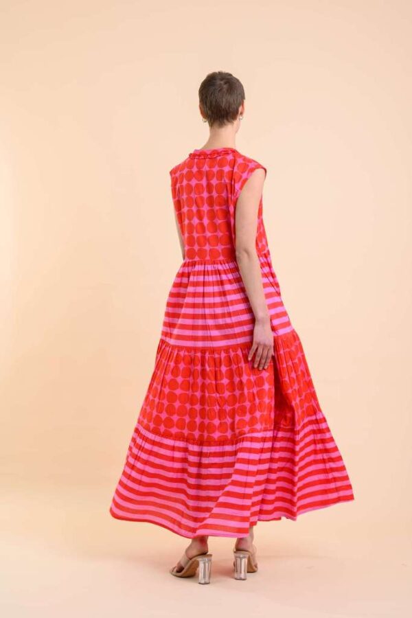 Handprint Dream Apparel AN1006B Geisha Dress/ Soneva Stripe Pink Red