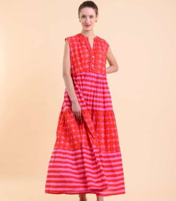 Handprint Dream Apparel AN1006B Geisha Dress/ Soneva Stripe Pink Red