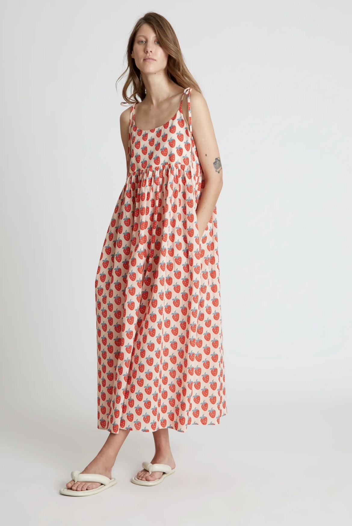 Compania Fantastica 52C/41903 Strawberry Beach print long strap dress