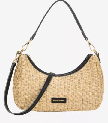 Every Other Soleil Rattan Shoulder Bag Black