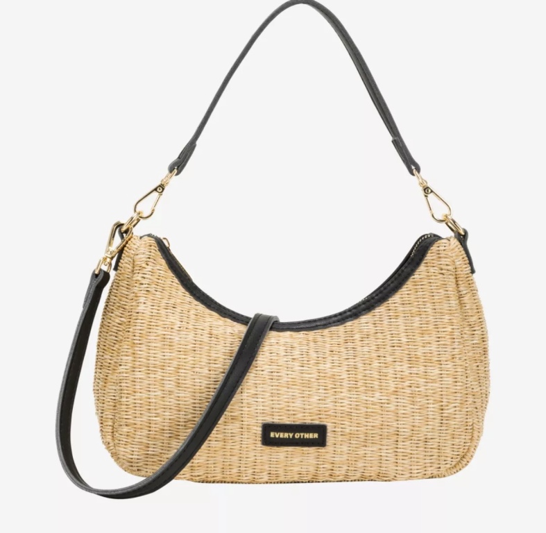 Every Other Soleil Rattan Shoulder Bag Black