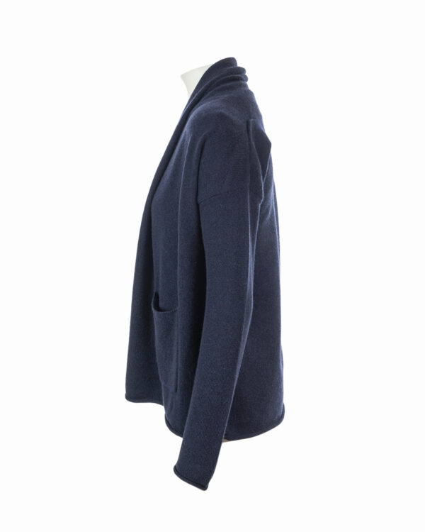 Cashmere Drape Pocket Cardigan - Dark navy