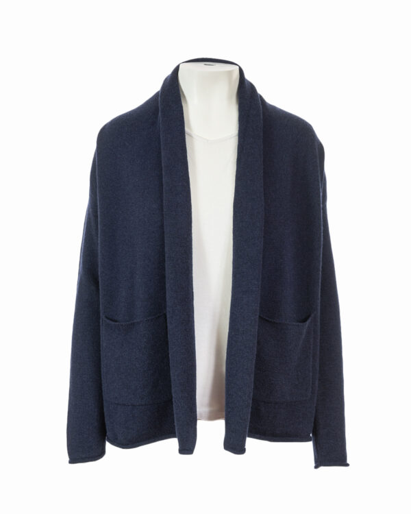 Cashmere Drape Pocket Cardigan - Dark navy
