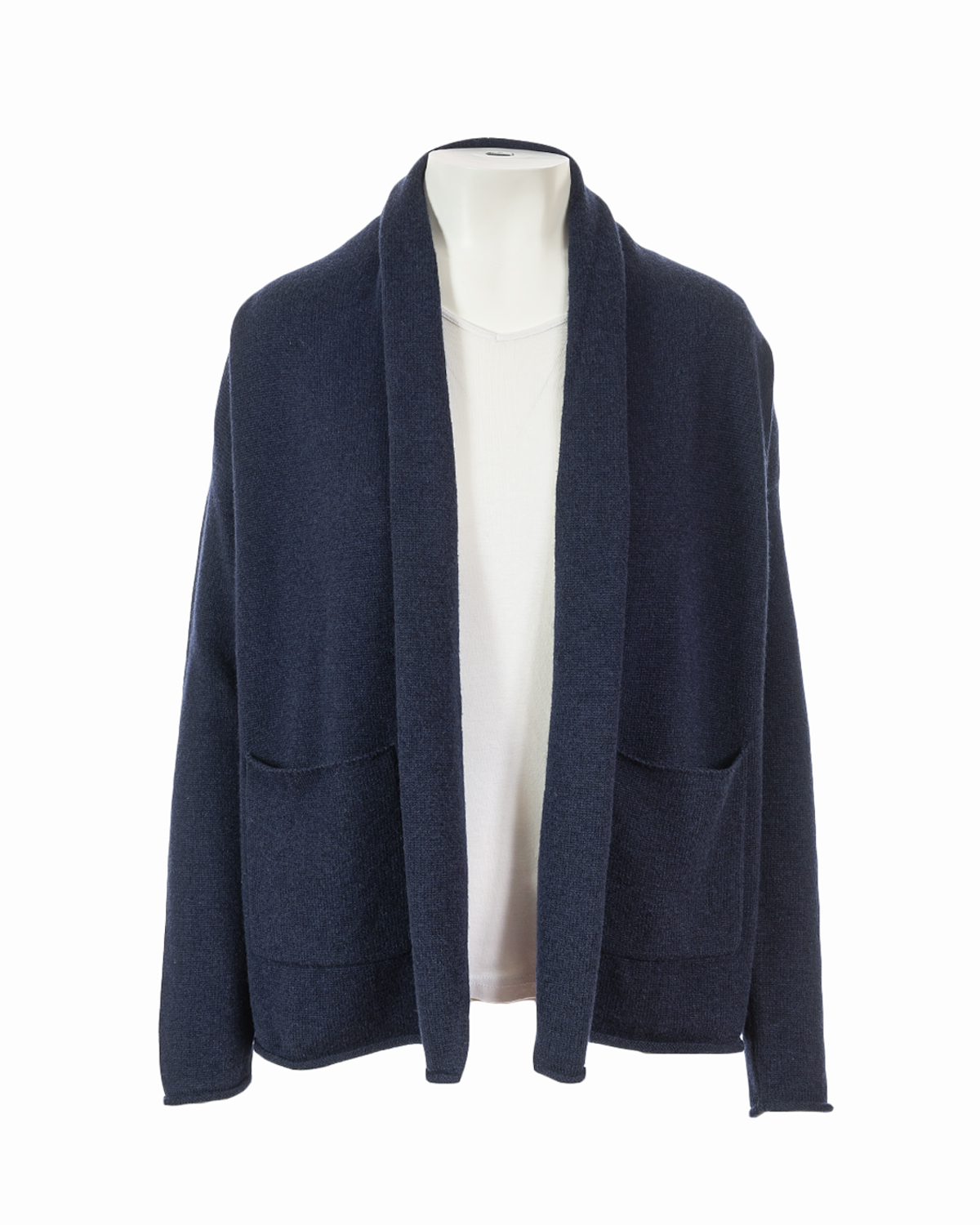 Cashmere Drape Pocket Cardigan - Dark navy