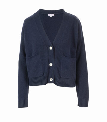 Cashmere & Lamsbwool Blend Two Pocket Cardigan- Dark Navy