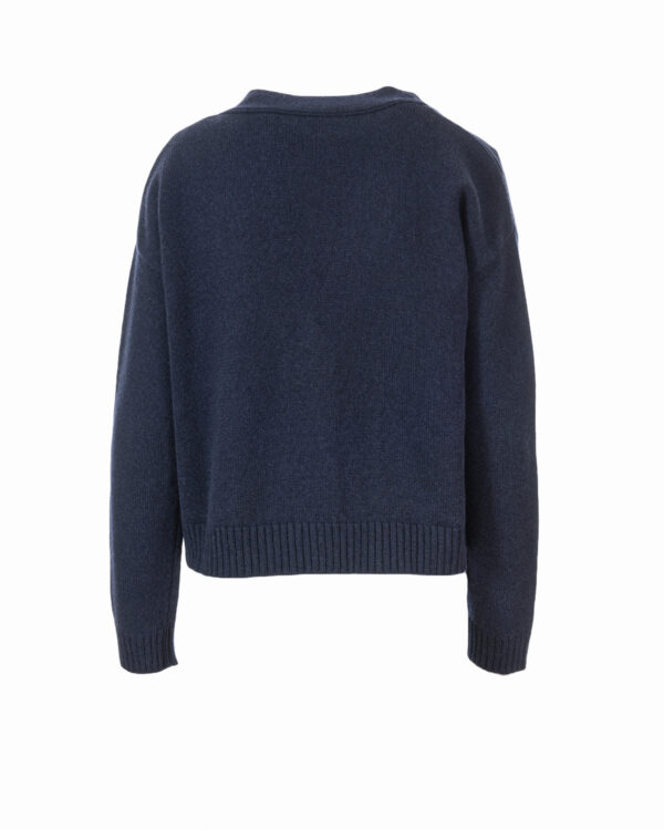 Cashmere & Lamsbwool Blend Two Pocket Cardigan- Dark Navy