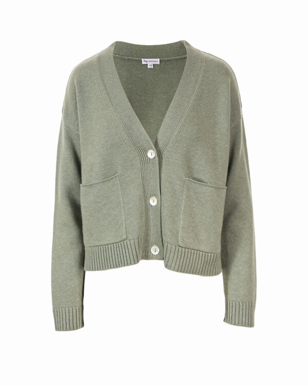 Two Pocket Cardigan- Clay Green