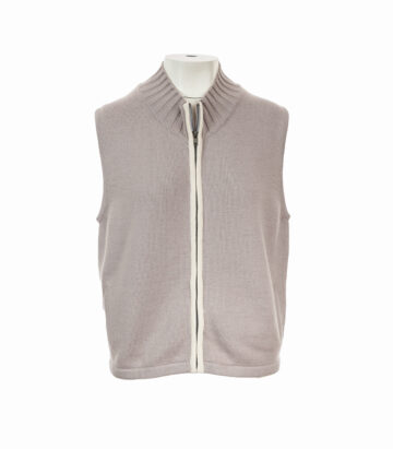 Cashmere Lambswool Mix Gilet Mushroom/Ivory