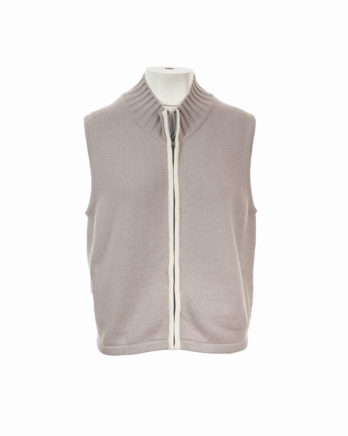 Cashmere Lambswool Mix Gilet Mushroom/Ivory