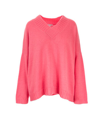 Cashmere Lambswool Callum V Neck Jumper - Coral