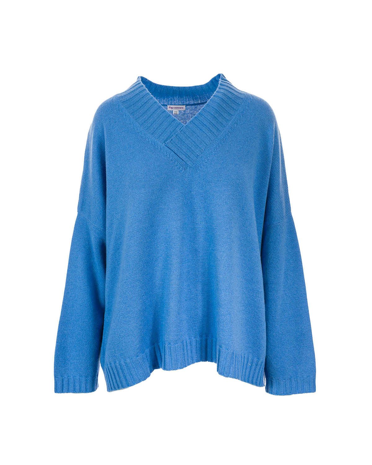 Cashmere Lambswool Callum V Neck Jumper - Sky