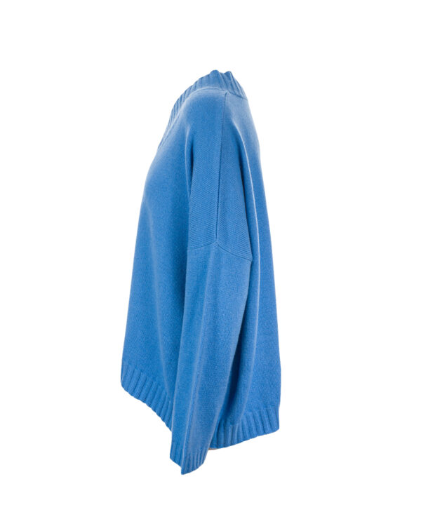 Cashmere Lambswool Callum V Neck Jumper - Sky