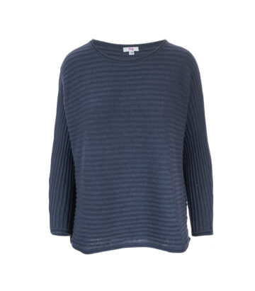 Lark Organic Cotton Ribbed Top - Navy Marl