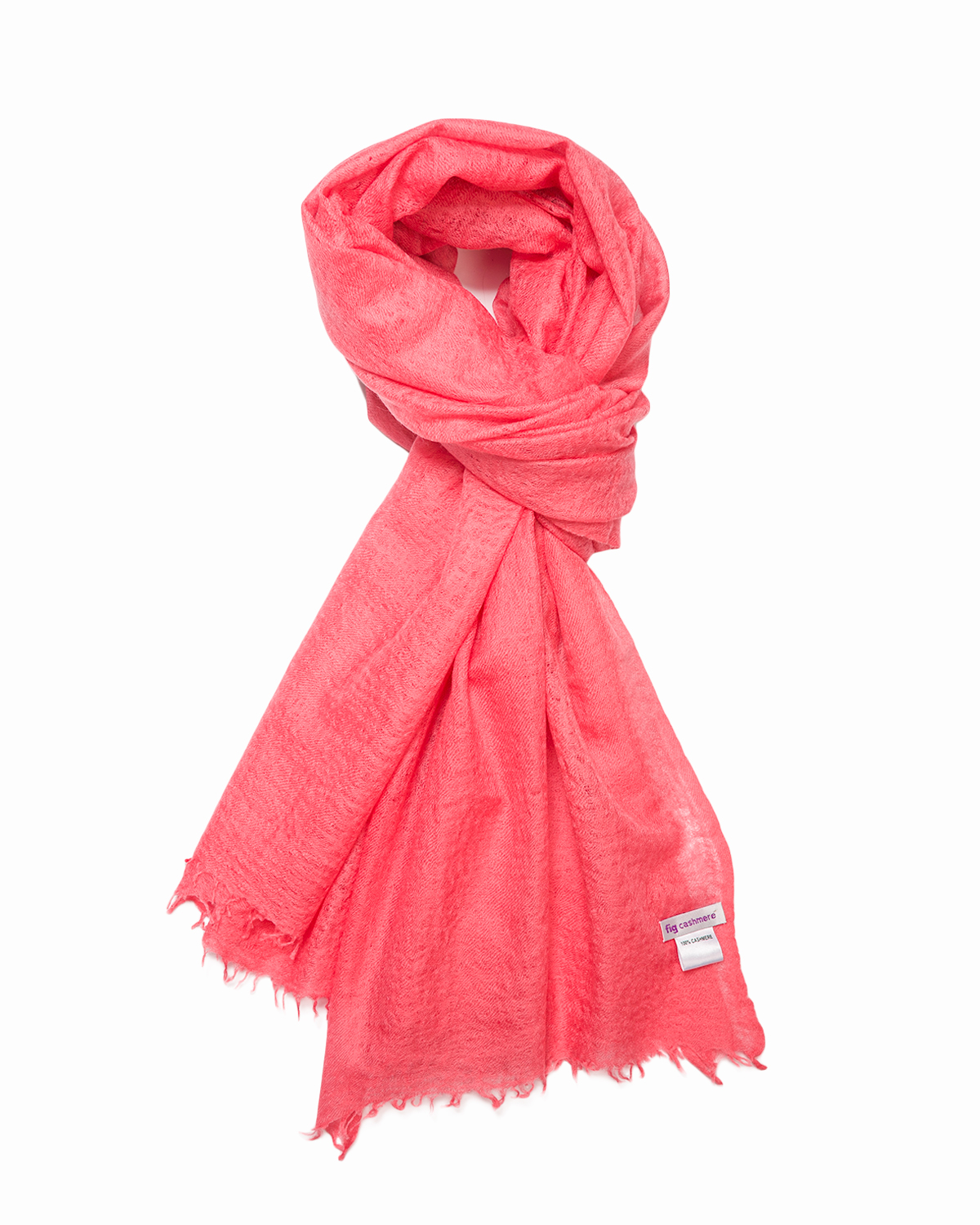Cashmere Fine Large Scarf Coral