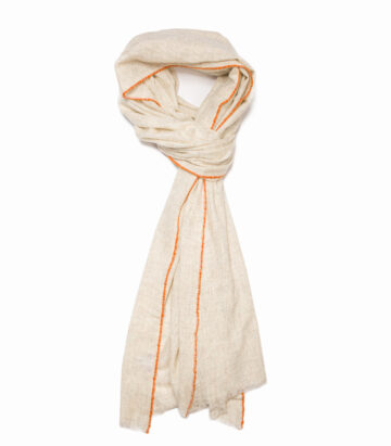 Cashmere Blend Contrast Edge Large Scarf-Natural/Orange
