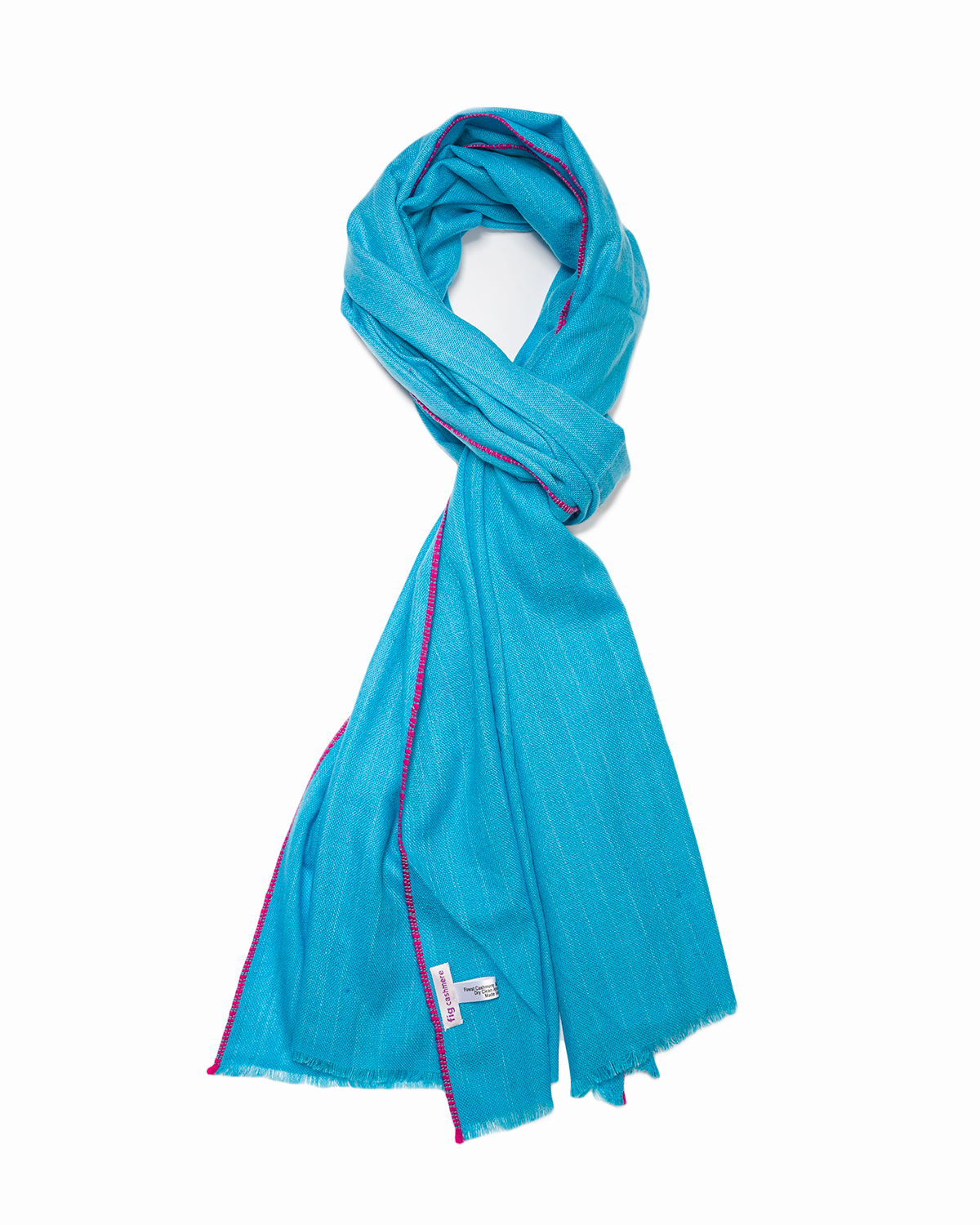 Cashmere Blend Contrast Edge Large Scarf Turquoise/Pink